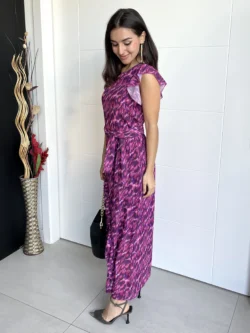 Vestido Midi Volantes Estampado Morado y Fucsia - Imagen 10