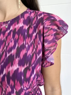 Vestido Midi Volantes Estampado Morado y Fucsia - Imagen 14