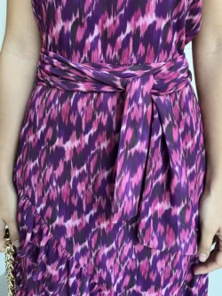 Vestido Midi Volantes Estampado Morado y Fucsia - Imagen 15