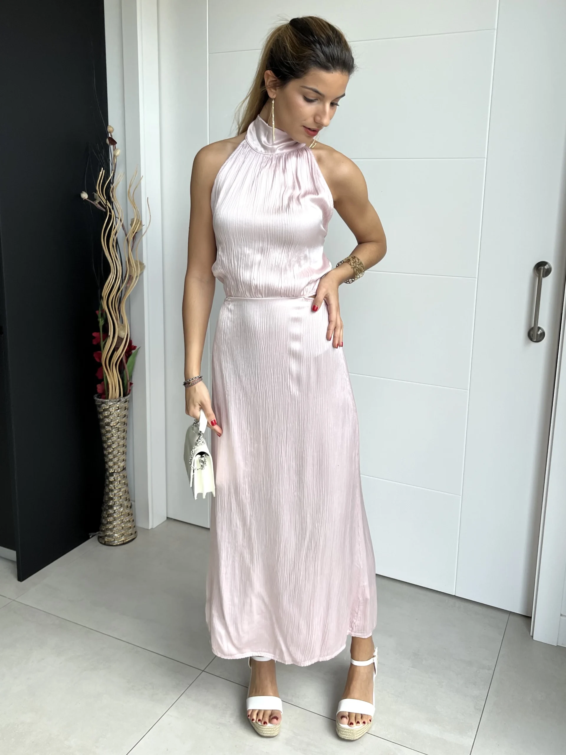 img-2391 Vestido Midi Abertura Rosa Palo - Imagen 1