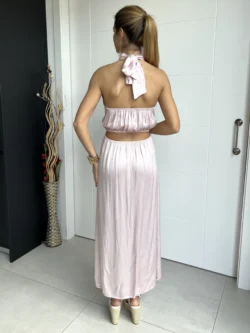 Vestido Midi Abertura Rosa Palo - Imagen 10
