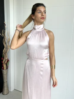 Vestido Midi Abertura Rosa Palo - Imagen 2