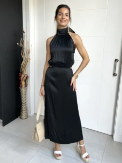 Vestido Midi Abertura Negro - Imagen 6