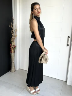 Vestido Midi Abertura Negro - Imagen 7