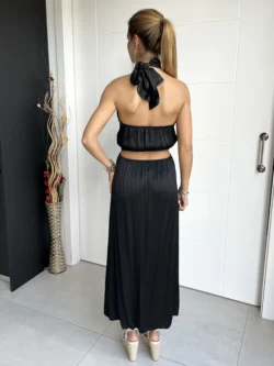Vestido Midi Abertura Negro - Imagen 11