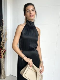 Vestido Midi Abertura Negro - Imagen 2