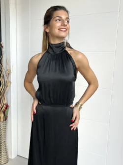 Vestido Midi Abertura Negro - Imagen 4