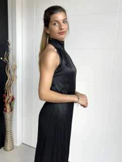 Vestido Midi Abertura Negro - Imagen 3
