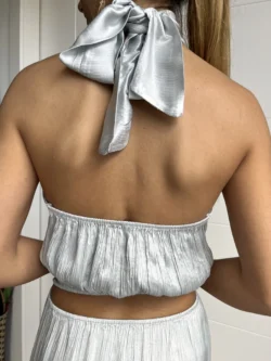 Vestido Midi Abertura Plateado - Imagen 13