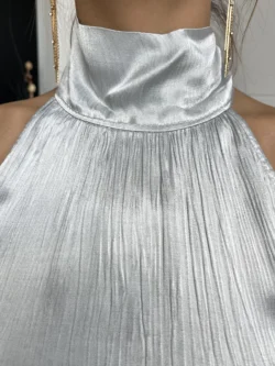 Vestido Midi Abertura Plateado - Imagen 14