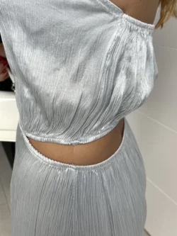 Vestido Midi Abertura Plateado - Imagen 15