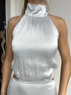 Vestido Midi Abertura Plateado - Imagen 16