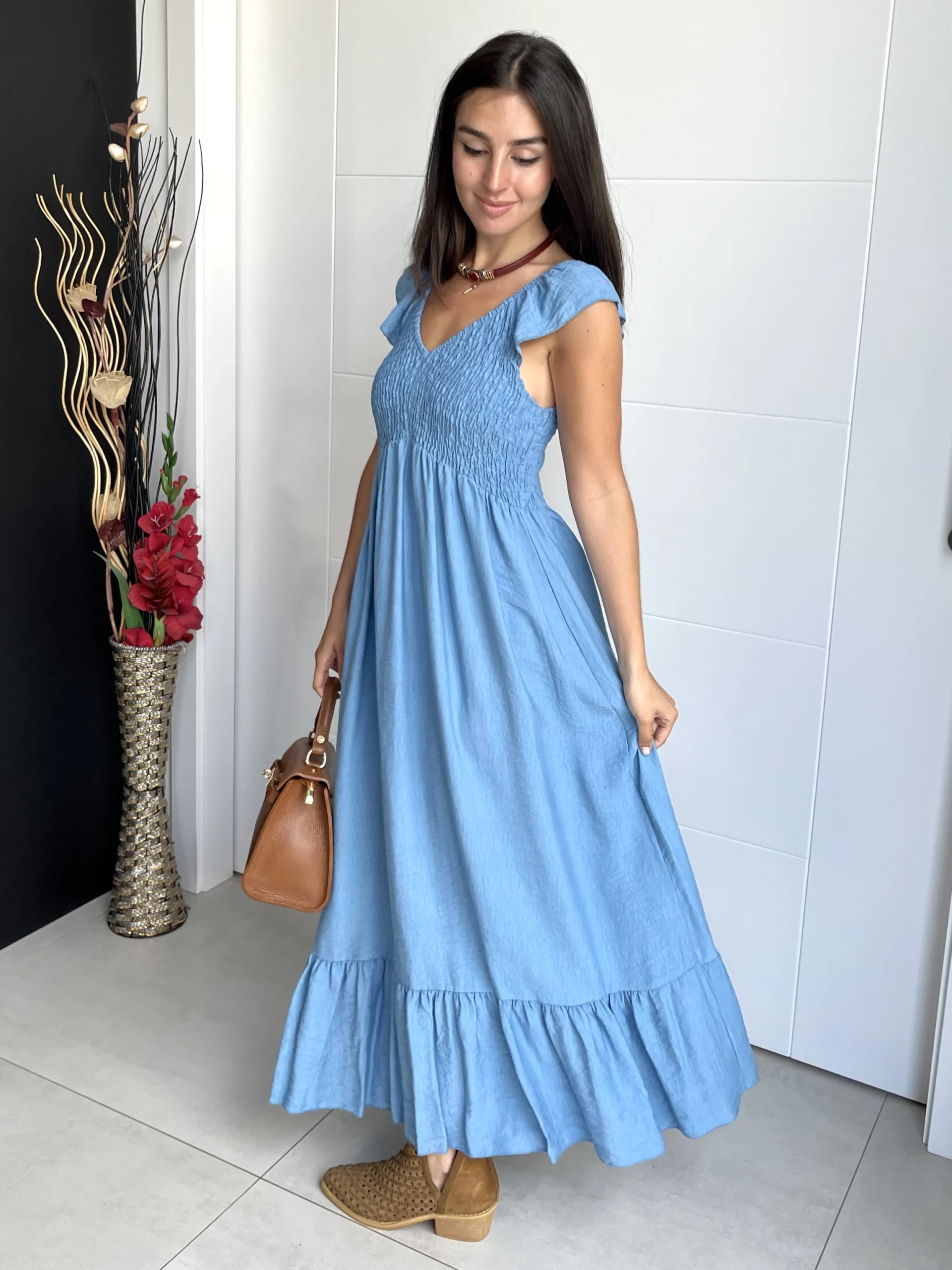 img-7918 Vestido Vuelo Volantes Azul - Imagen 1