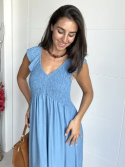 Vestido Vuelo Volantes Azul - Imagen 2