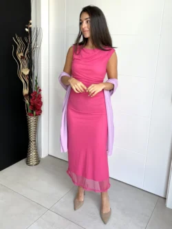Vestido Midi Tul Liso Fucsia - Imagen 5