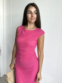 Vestido Midi Tul Liso Fucsia - Imagen 3