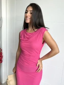 Vestido Midi Tul Liso Fucsia - Imagen 2