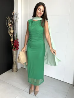 Vestido Midi Tul Liso Verde - Imagen 4