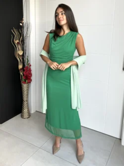 Vestido Midi Tul Liso Verde - Imagen 5
