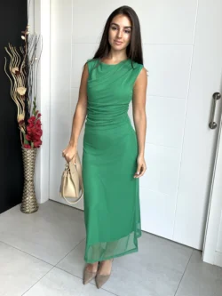 Vestido Midi Tul Liso Verde - Imagen 6