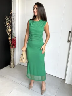 Vestido Midi Tul Liso Verde - Imagen 7
