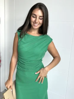 Vestido Midi Tul Liso Verde - Imagen 3
