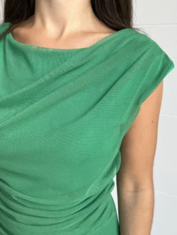 Vestido Midi Tul Liso Verde - Imagen 11