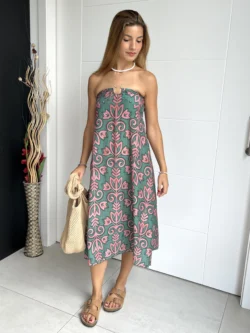 Falda Vestido Verde y Rosa - Imagen 5