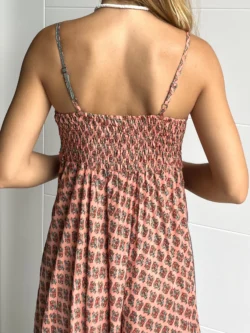 Vestido India Tirantes Boho Rosa y Verde Agua - Imagen 10