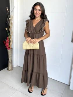 Vestido Vuelo Volantes Chocolate - Imagen 4