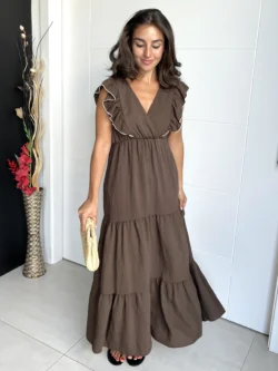 Vestido Vuelo Volantes Chocolate - Imagen 3