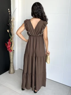 Vestido Vuelo Volantes Chocolate - Imagen 7