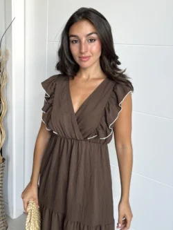 Vestido Vuelo Volantes Chocolate - Imagen 2