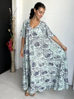 Vestido India Boho Verde y Marino - Imagen 6