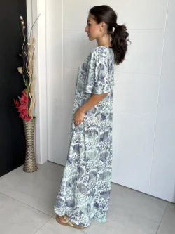 Vestido India Boho Verde y Marino - Imagen 7