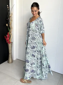 Vestido India Boho Verde y Marino - Imagen 8