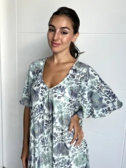 Vestido India Boho Verde y Marino - Imagen 2