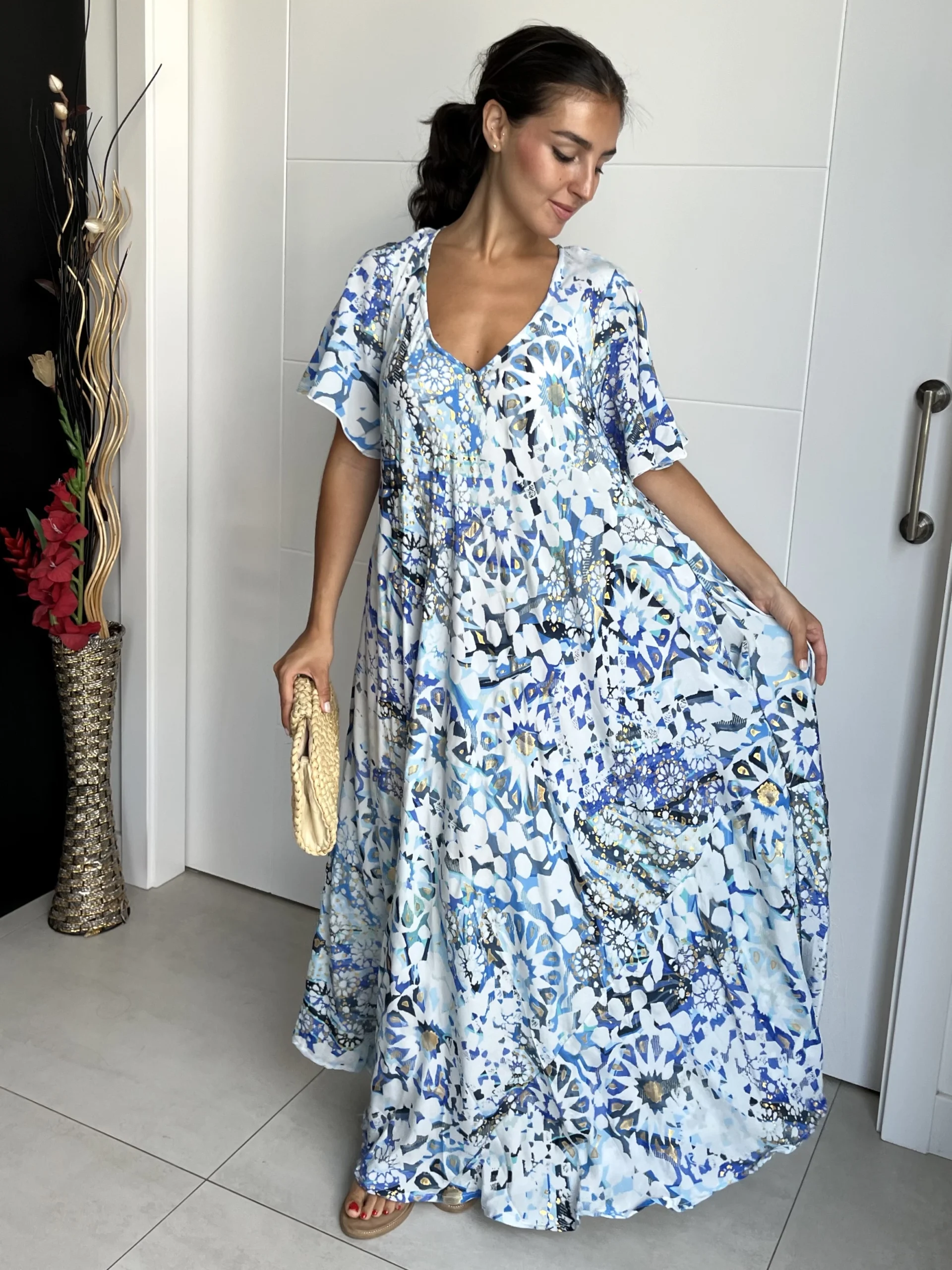 img-2596 Vestido India Boho Azul y Blanco - Imagen 1