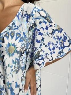 Vestido India Boho Azul y Blanco - Imagen 10