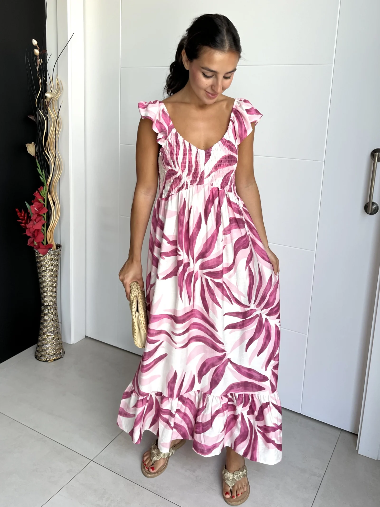 Vestido Vuelo Volantes Rosa