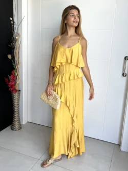 Vestido Tirantes Amarillo con Volantes - Imagen 3