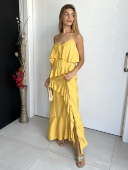 Vestido Tirantes Amarillo con Volantes - Imagen 4