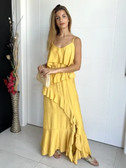 Vestido Tirantes Amarillo con Volantes - Imagen 6