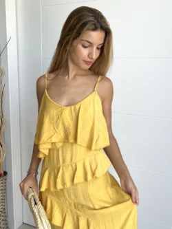 Vestido Tirantes Amarillo con Volantes - Imagen 2