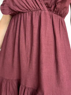 Vestido Lino Corto Granate - Imagen 11