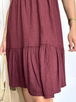 Vestido Lino Corto Granate - Imagen 12