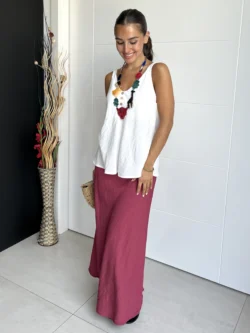 Falda Midi Frambuesa