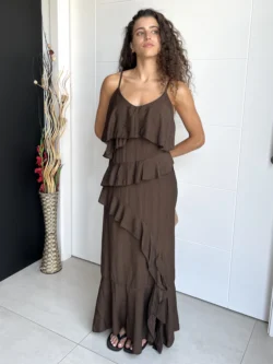 Vestido Tirantes Chocolate con Volantes - Imagen 10