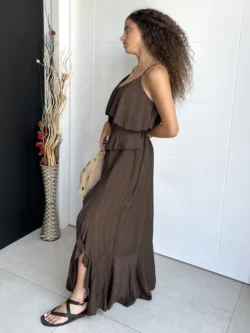 Vestido Tirantes Chocolate con Volantes - Imagen 11