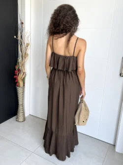 Vestido Tirantes Chocolate con Volantes - Imagen 12